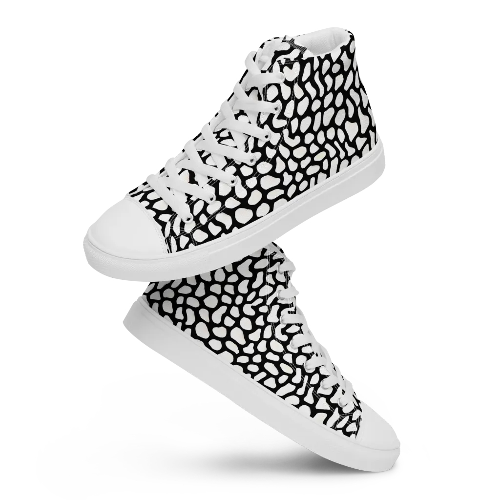 Inkblot Harmony on Women's High Top Canvas Shoes — Front