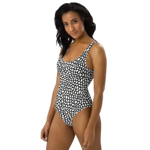 Inkblot Harmony on a One-Piece Swimsuit