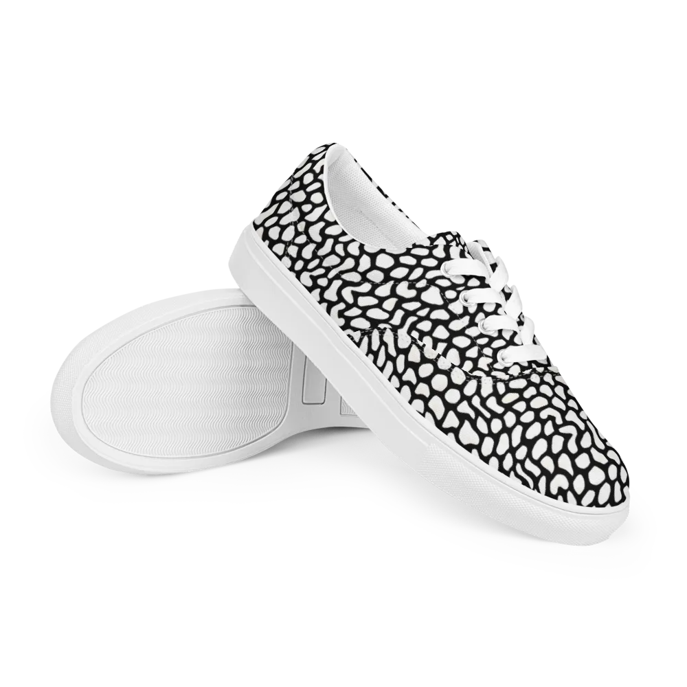 Inkblot Harmony on Men's Lace-Up Canvas Shoes — Right Front