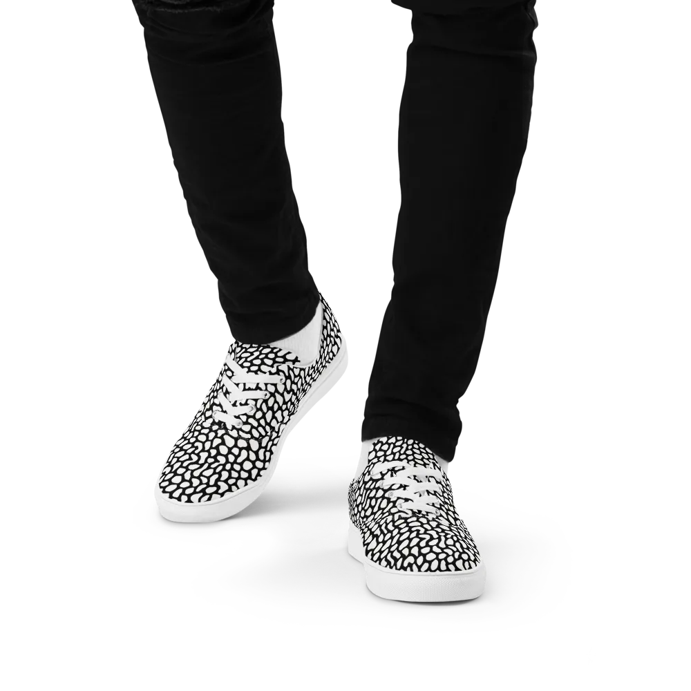 Inkblot Harmony on Men's Lace-Up Canvas Shoes — Front
