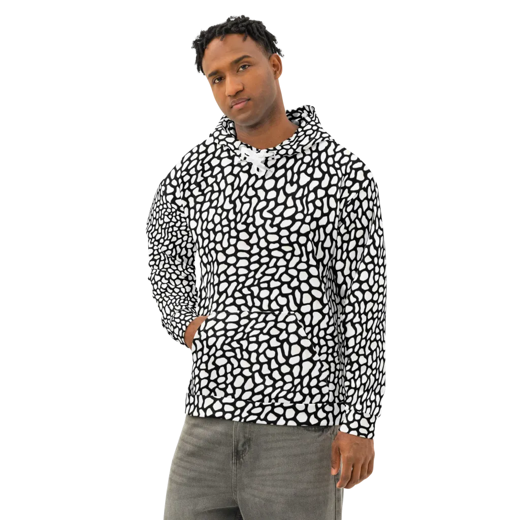 Inkblot Harmony on Cotton Hoodie — Left Front