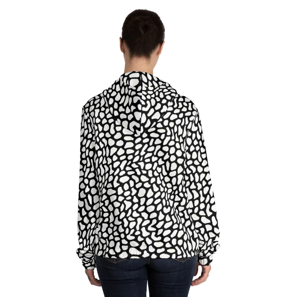 Inkblot Harmony on Women's Full-Zip Hoodie — Back On Person