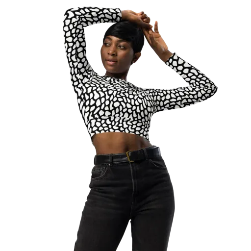 Inkblot Harmony on a Long Sleeve Crop Top