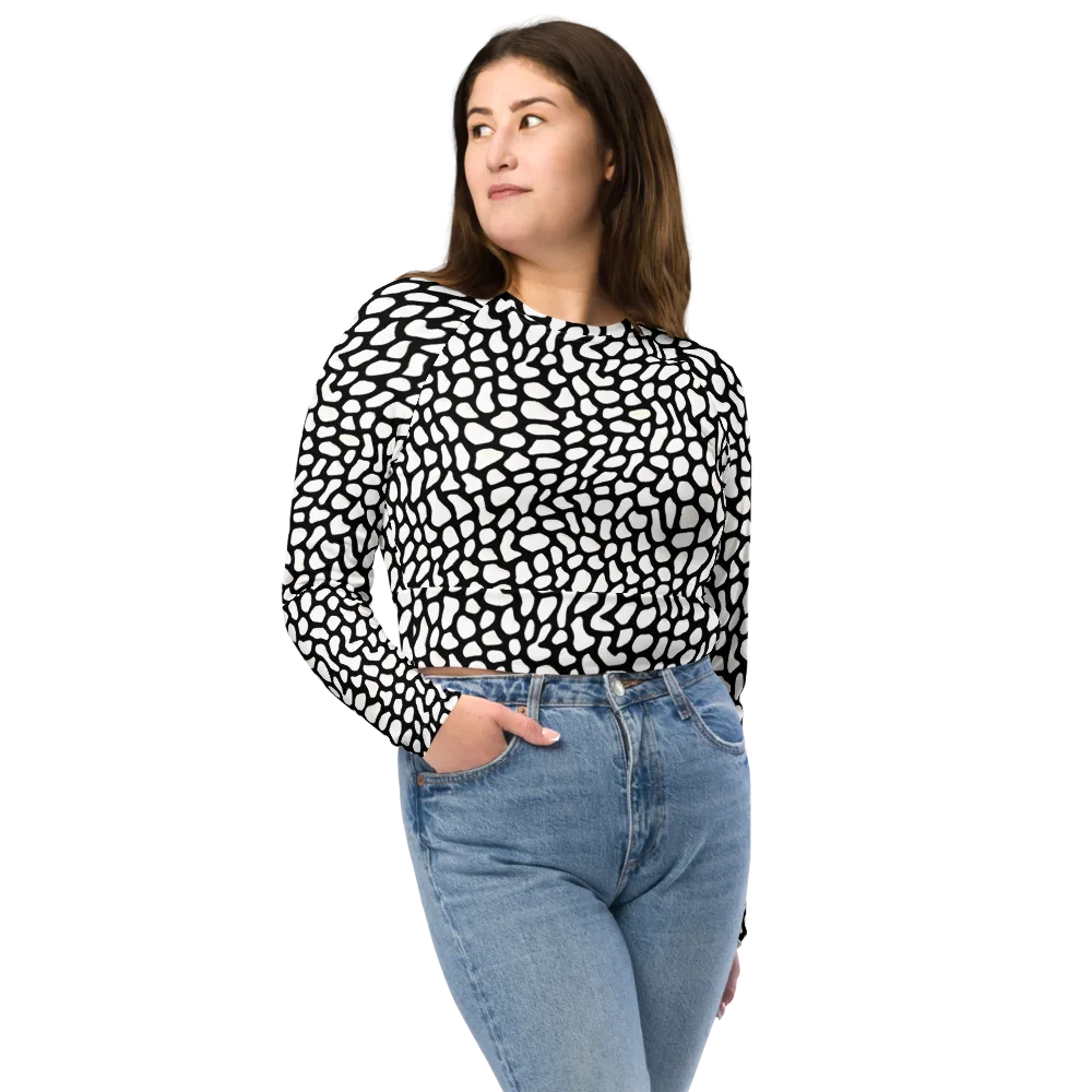 Inkblot Harmony on Long Sleeve Crop Top — Front