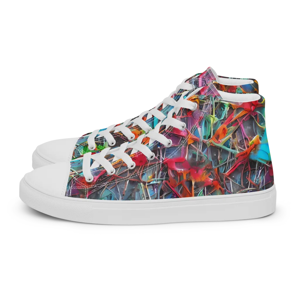 Junkyard Jewel on Men's High Top Canvas Shoes — Left
