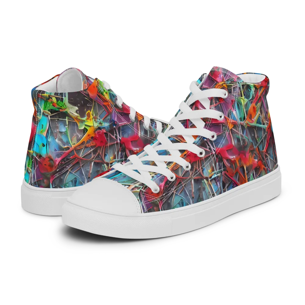 Junkyard Jewel on Men's High Top Canvas Shoes — Left