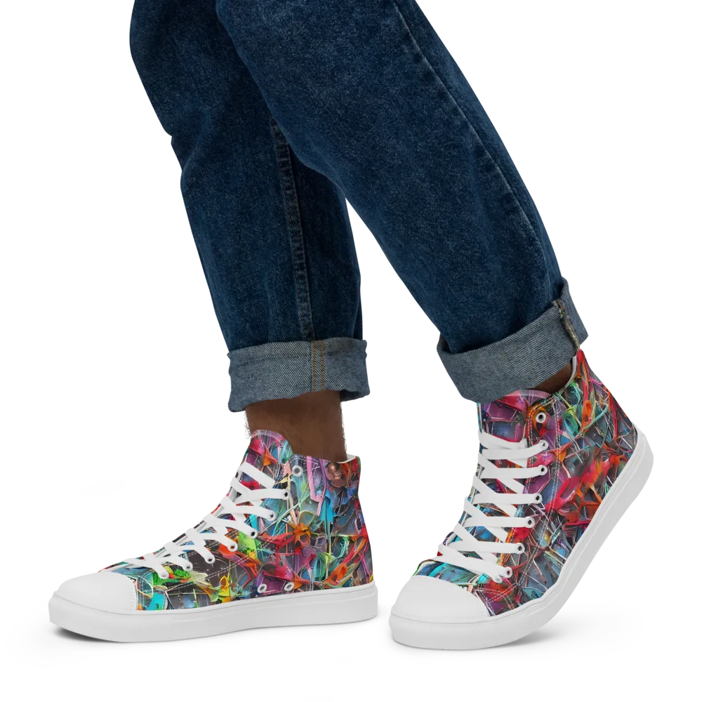 Junkyard Jewel on Men's High Top Canvas Shoes — Left
