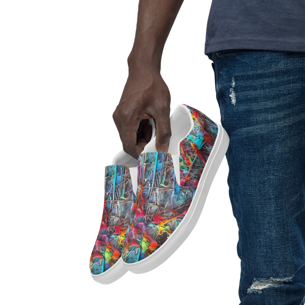 Junkyard Jewel on Men's Slip-On Canvas Shoes — Left Front