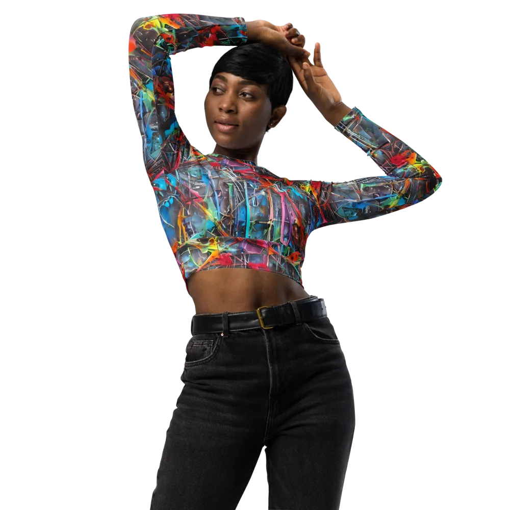 Junkyard Jewel on Long Sleeve Crop Top — Front