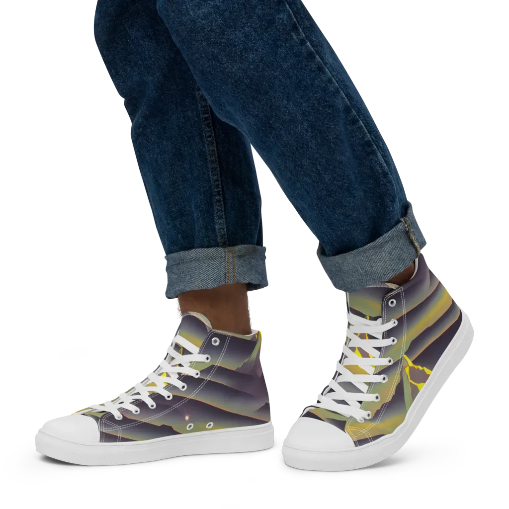Surreal Summit on Men's High Top Canvas Shoes — Left