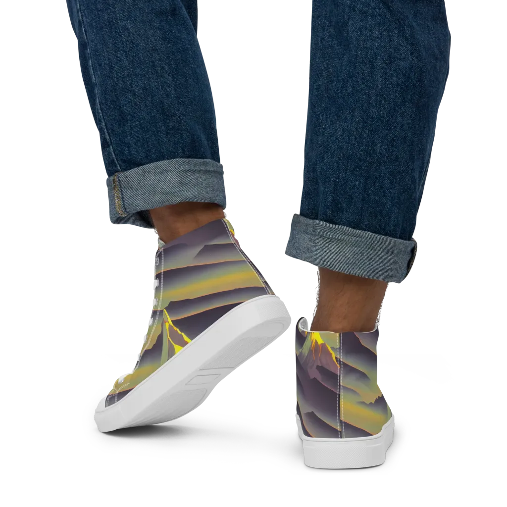 Surreal Summit on Men's High Top Canvas Shoes — Back