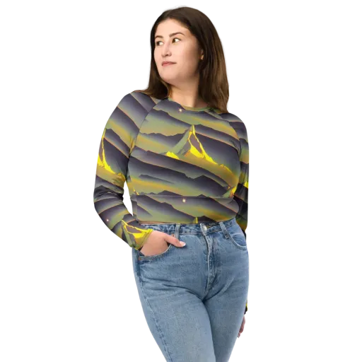 Surreal Summit on a Long Sleeve Crop Top