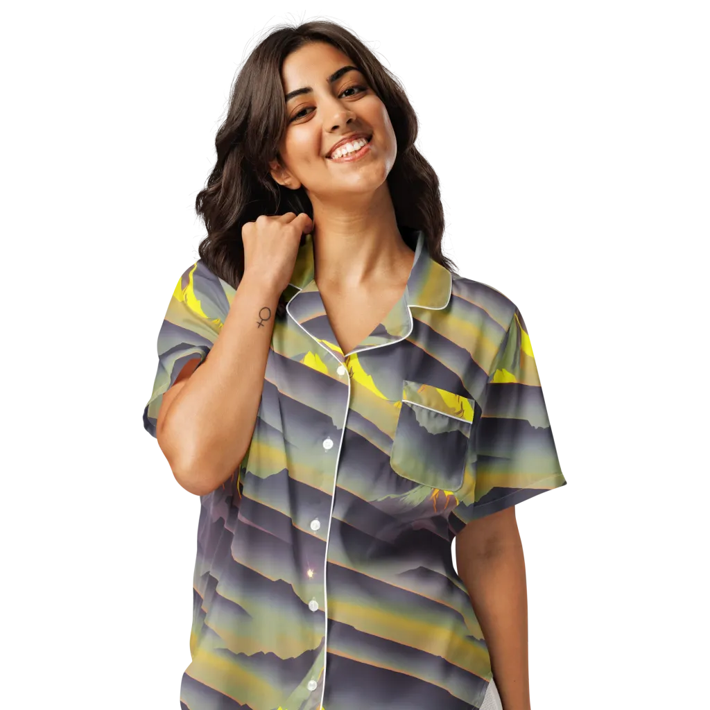 Surreal Summit on Women's Short Sleeve Pajama Top — Front