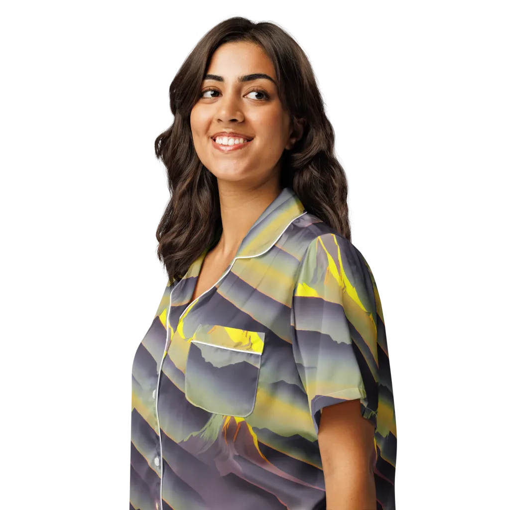 Surreal Summit on Women's Short Sleeve Pajama Top — Left Front