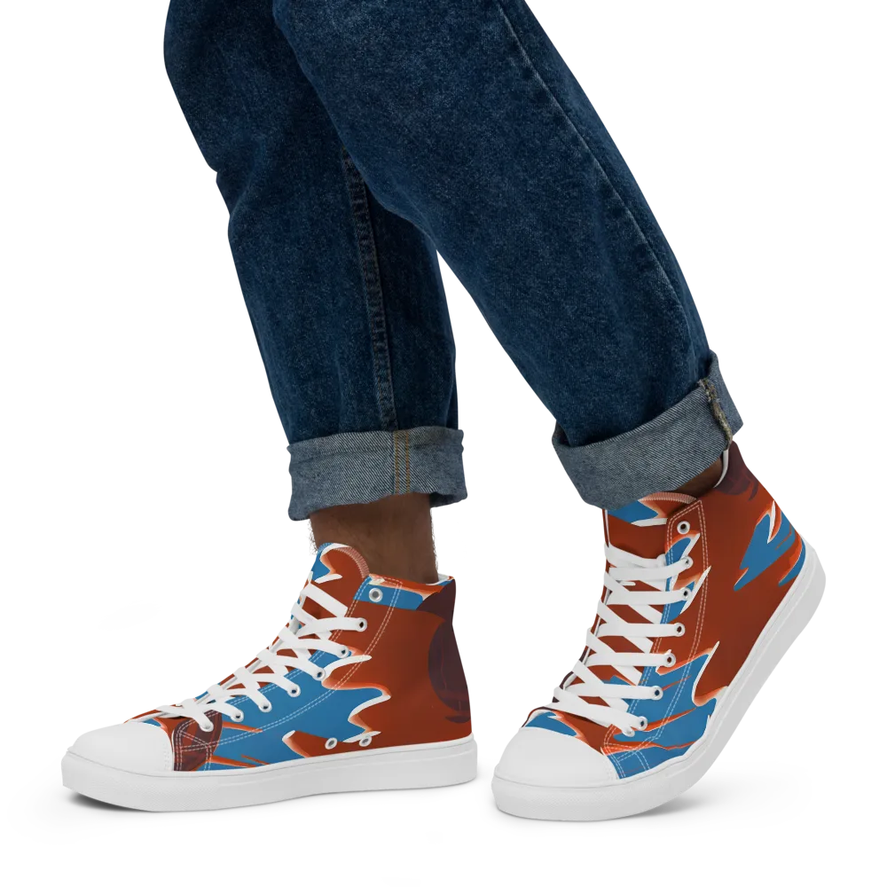 Desert Vortex on Men's High Top Canvas Shoes — Left
