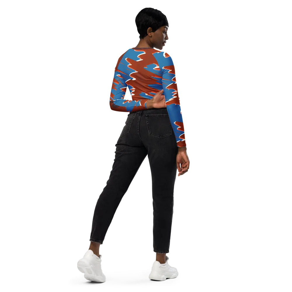 Desert Vortex on Long Sleeve Crop Top — Right Back