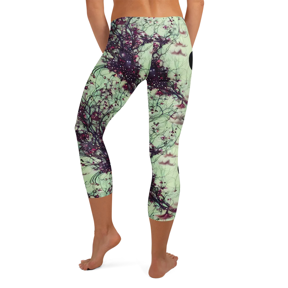 Celestial Bloom on Capri Leggings — Back