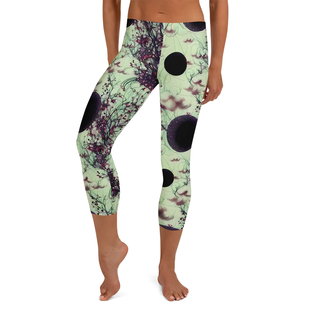 Celestial Bloom on Capri Leggings — Front