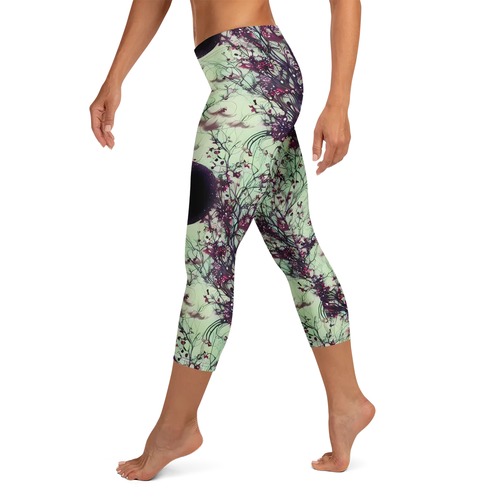 Celestial Bloom on Capri Leggings — Left