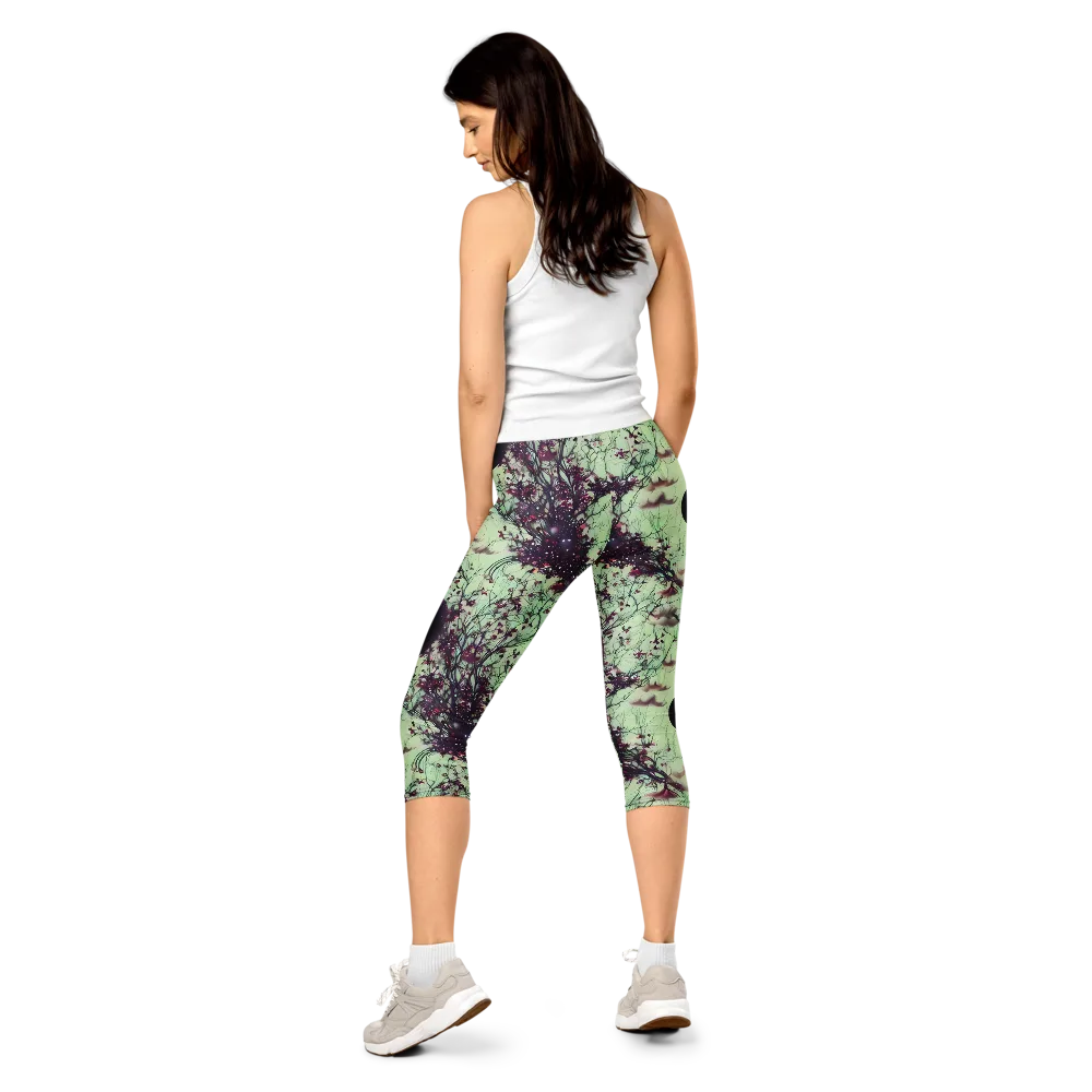 Celestial Bloom on Capri Leggings — Back