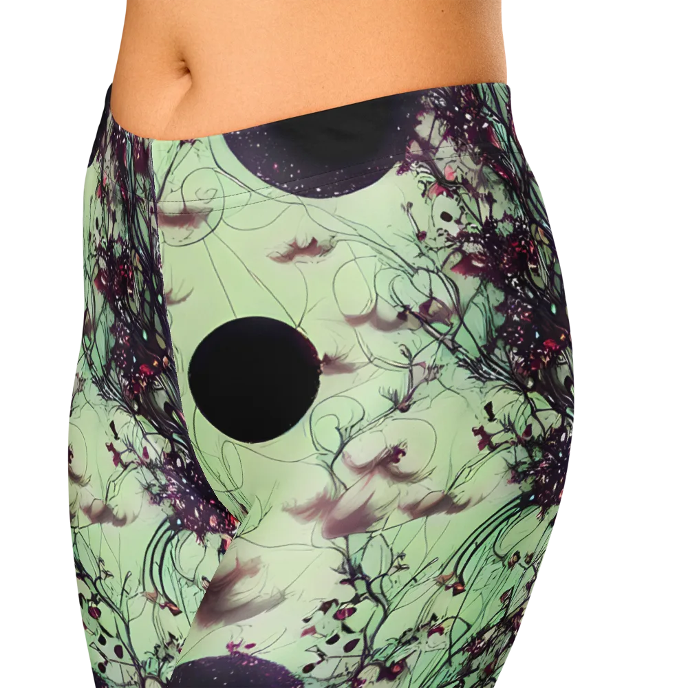 Celestial Bloom on Capri Leggings — Zoomed-in