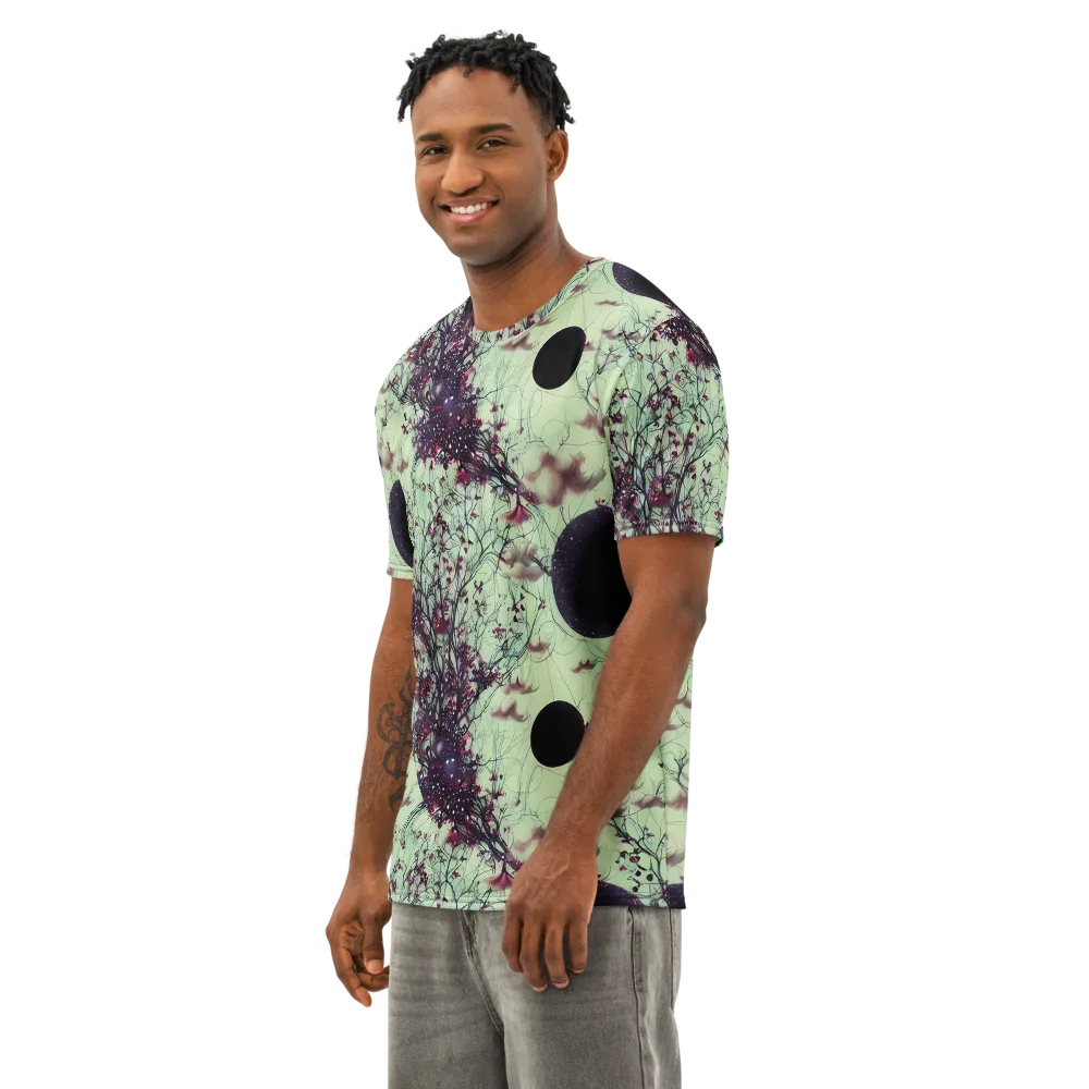 Celestial Bloom on Men's Cotton Crew Neck T-Shirt — Left Front