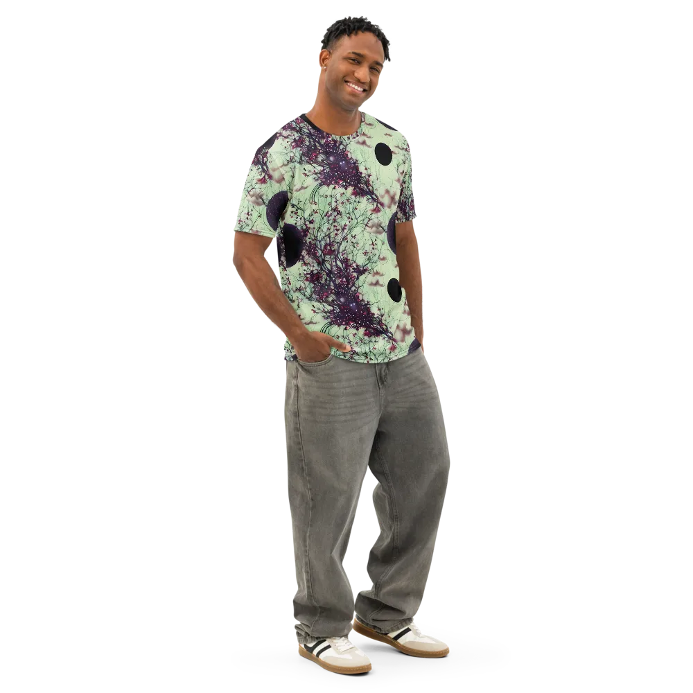 Celestial Bloom on Men's Cotton Crew Neck T-Shirt — Right Front