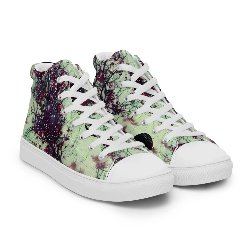 Celestial Bloom on Men's High Top Canvas Shoes — Right Front