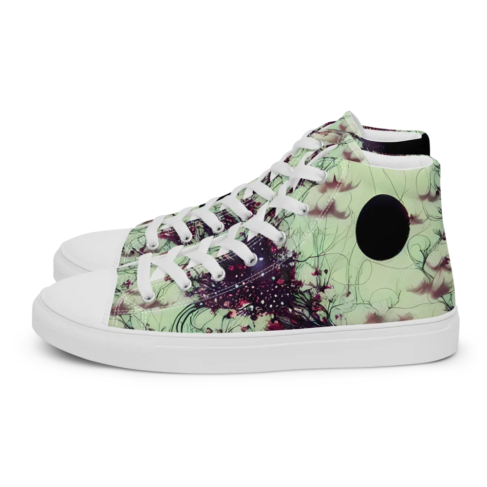 Celestial Bloom on Men's High Top Canvas Shoes — Left
