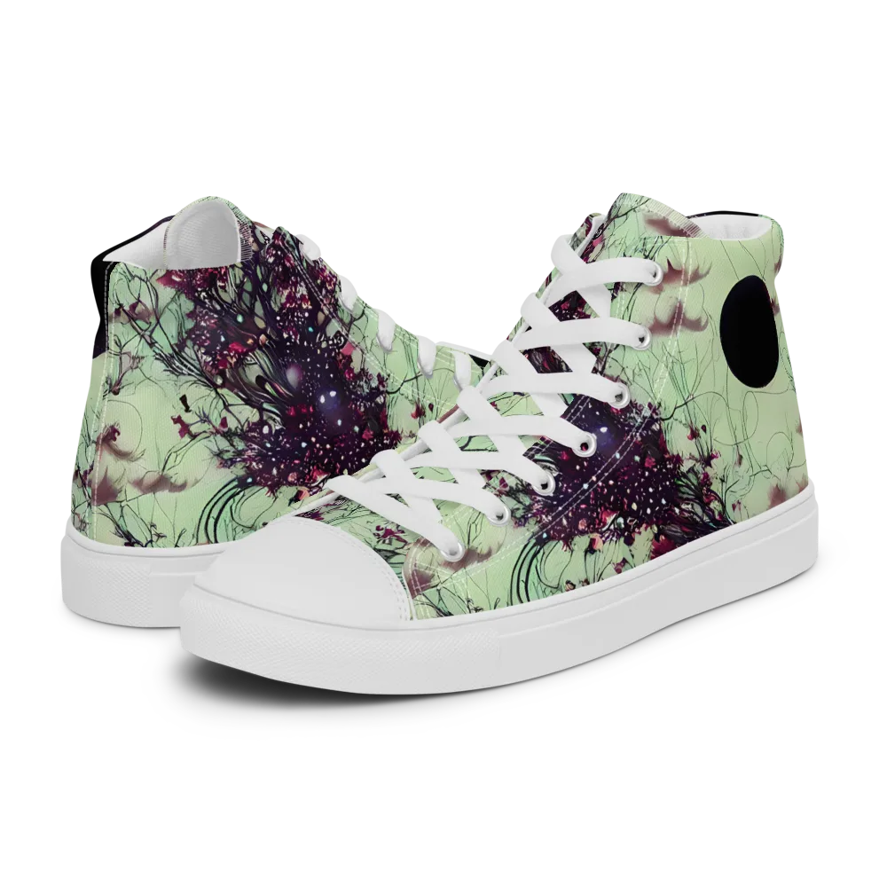 Celestial Bloom on Men's High Top Canvas Shoes — Left