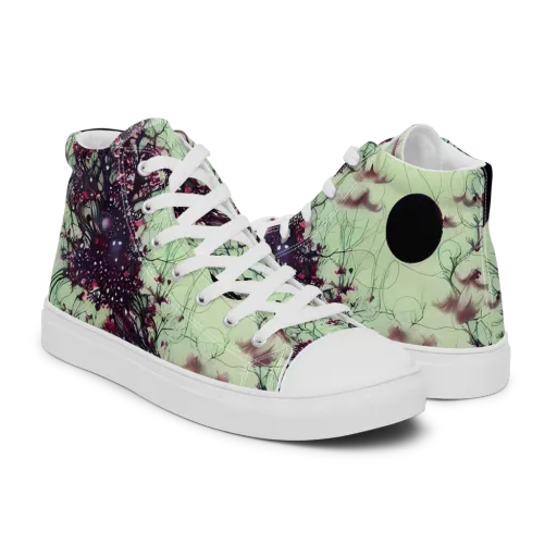 Celestial Bloom on a Men's High Top Canvas Shoes
