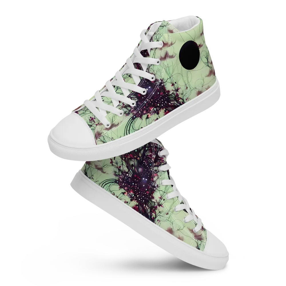 Celestial Bloom on Men's High Top Canvas Shoes — Front