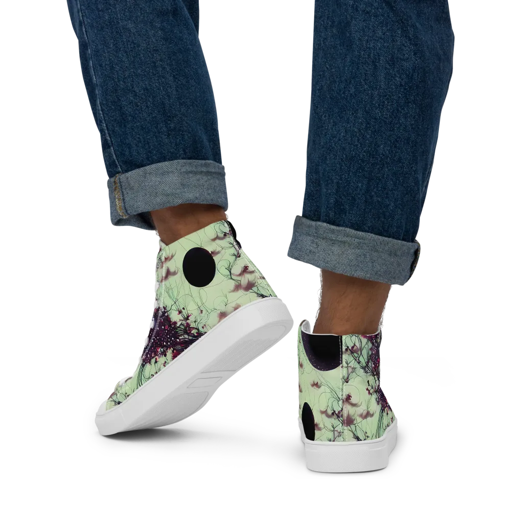 Celestial Bloom on Men's High Top Canvas Shoes — Back