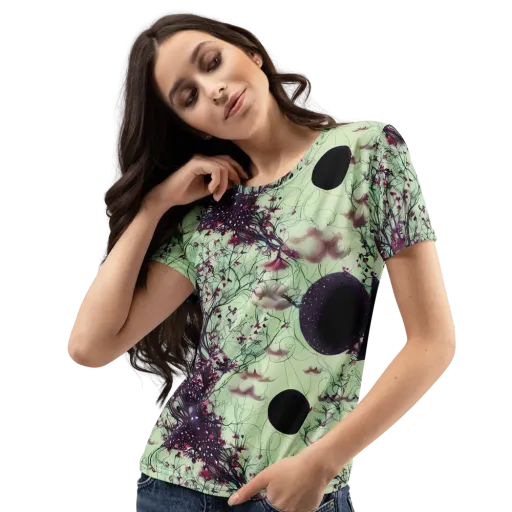 Celestial Bloom on a Women's Crew Neck T-Shirt