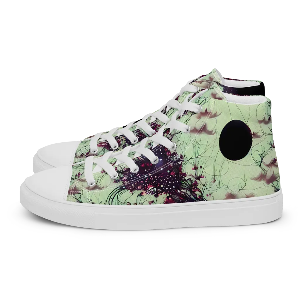 Celestial Bloom on Women's High Top Canvas Shoes — Left