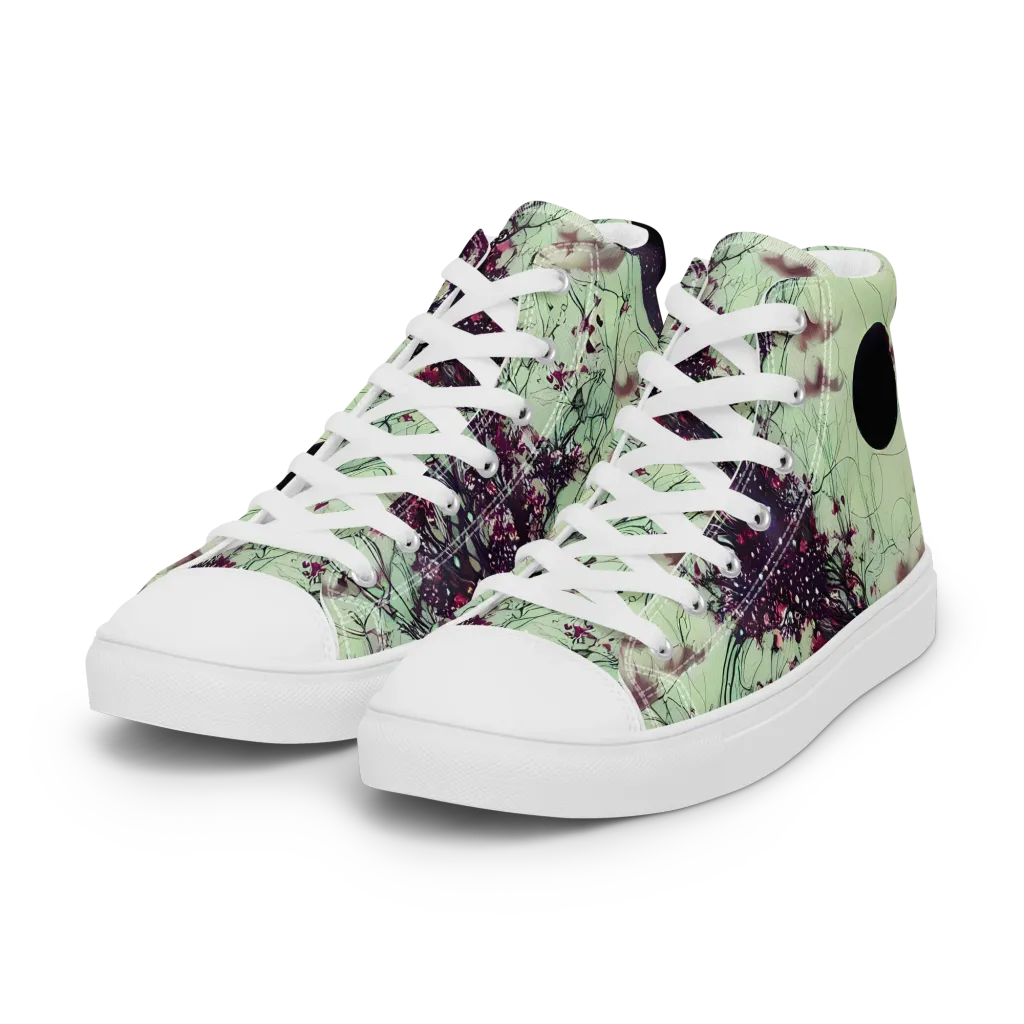 Celestial Bloom on Women's High Top Canvas Shoes — Left Front