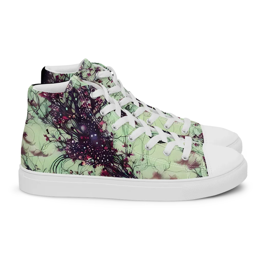 Celestial Bloom on Women's High Top Canvas Shoes — Right