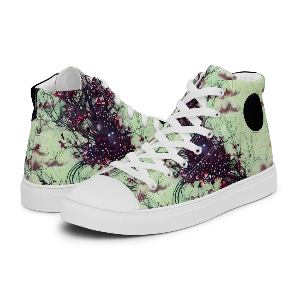 Celestial Bloom on Women's High Top Canvas Shoes — Left