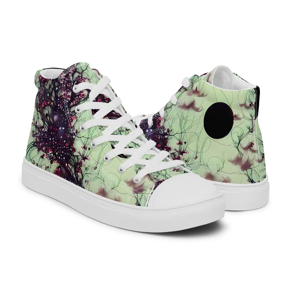 Celestial Bloom on Women's High Top Canvas Shoes — Right