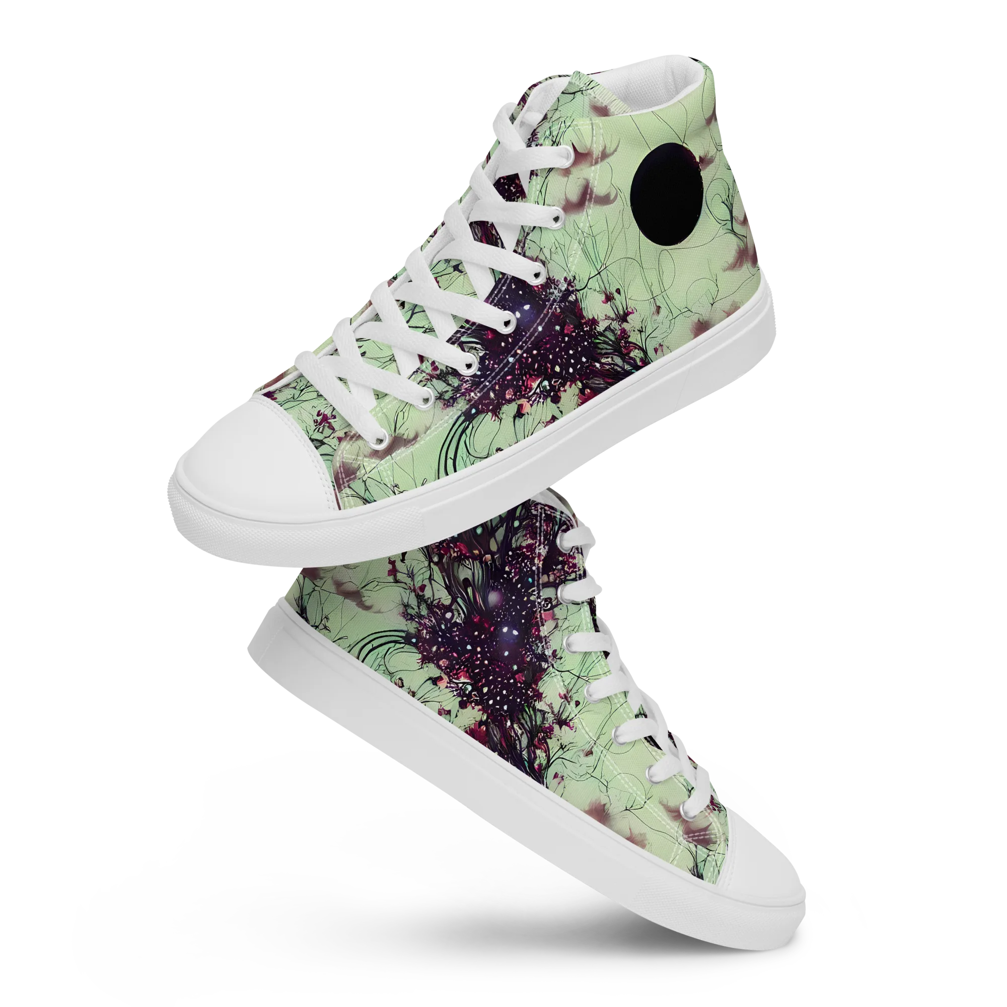 Celestial Bloom on Women's High Top Canvas Shoes — Front