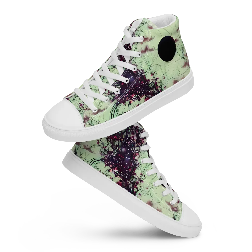 Celestial Bloom on Women's High Top Canvas Shoes — Front