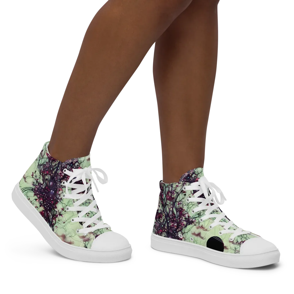 Celestial Bloom on Women's High Top Canvas Shoes — Right