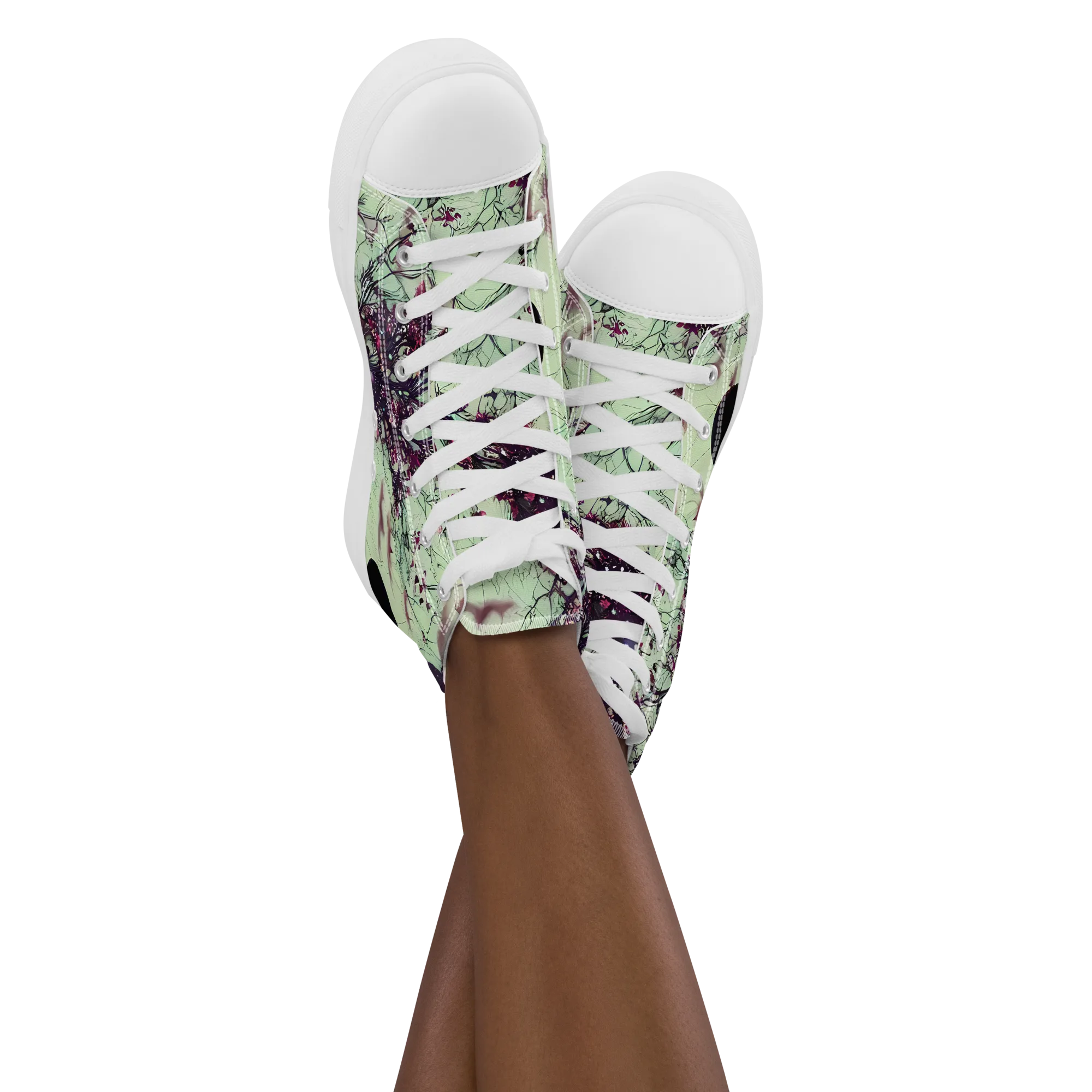 Celestial Bloom on Women's High Top Canvas Shoes — Front