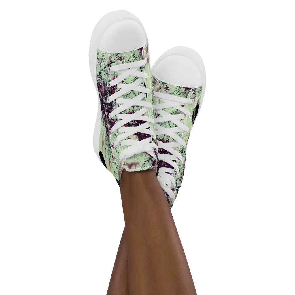 Celestial Bloom on Women's High Top Canvas Shoes — Front