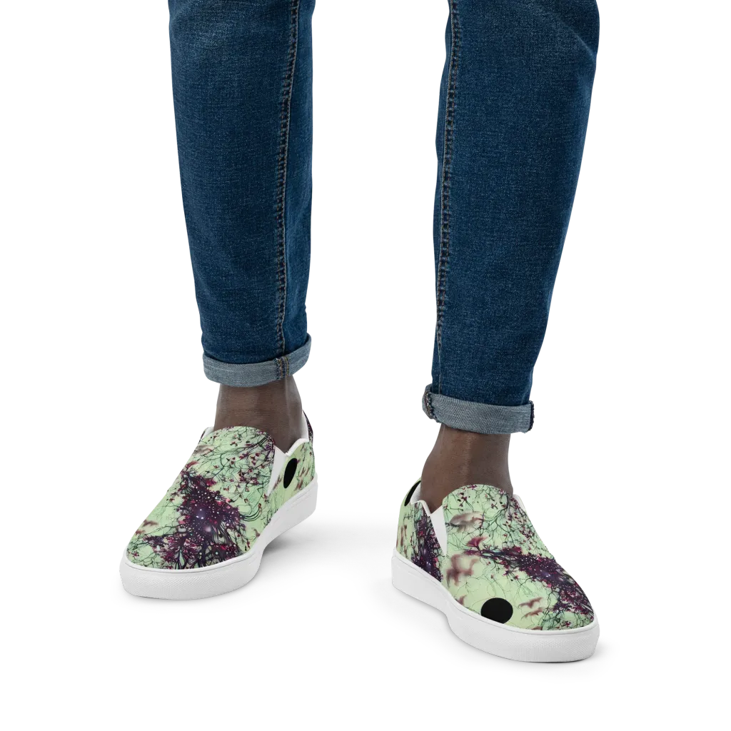 Celestial Bloom on Men's Slip-On Canvas Shoes — Front