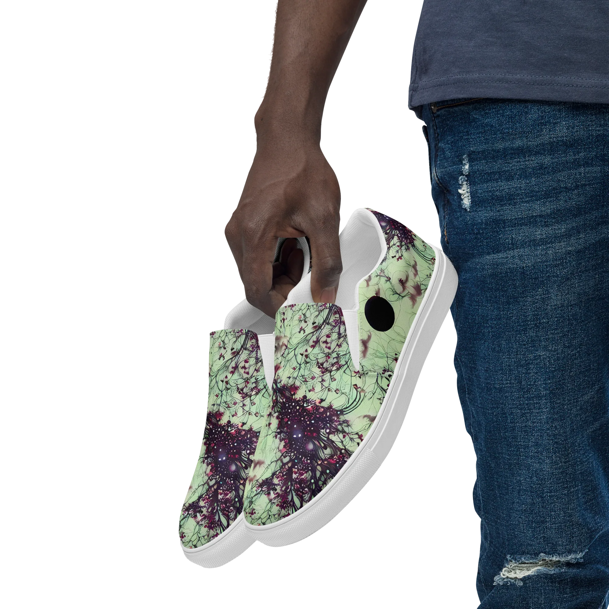 Celestial Bloom on Men's Slip-On Canvas Shoes — Left Front