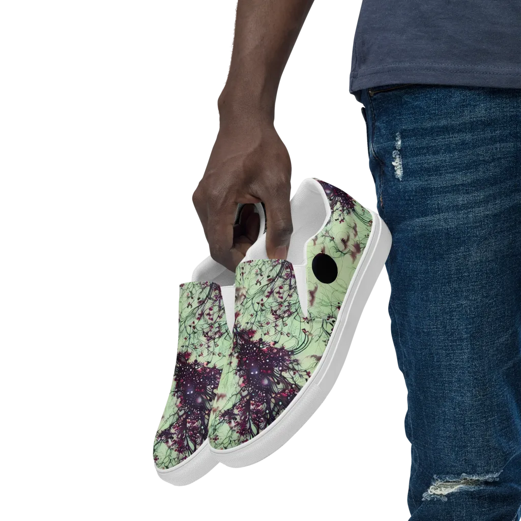 Celestial Bloom on Men's Slip-On Canvas Shoes — Left Front