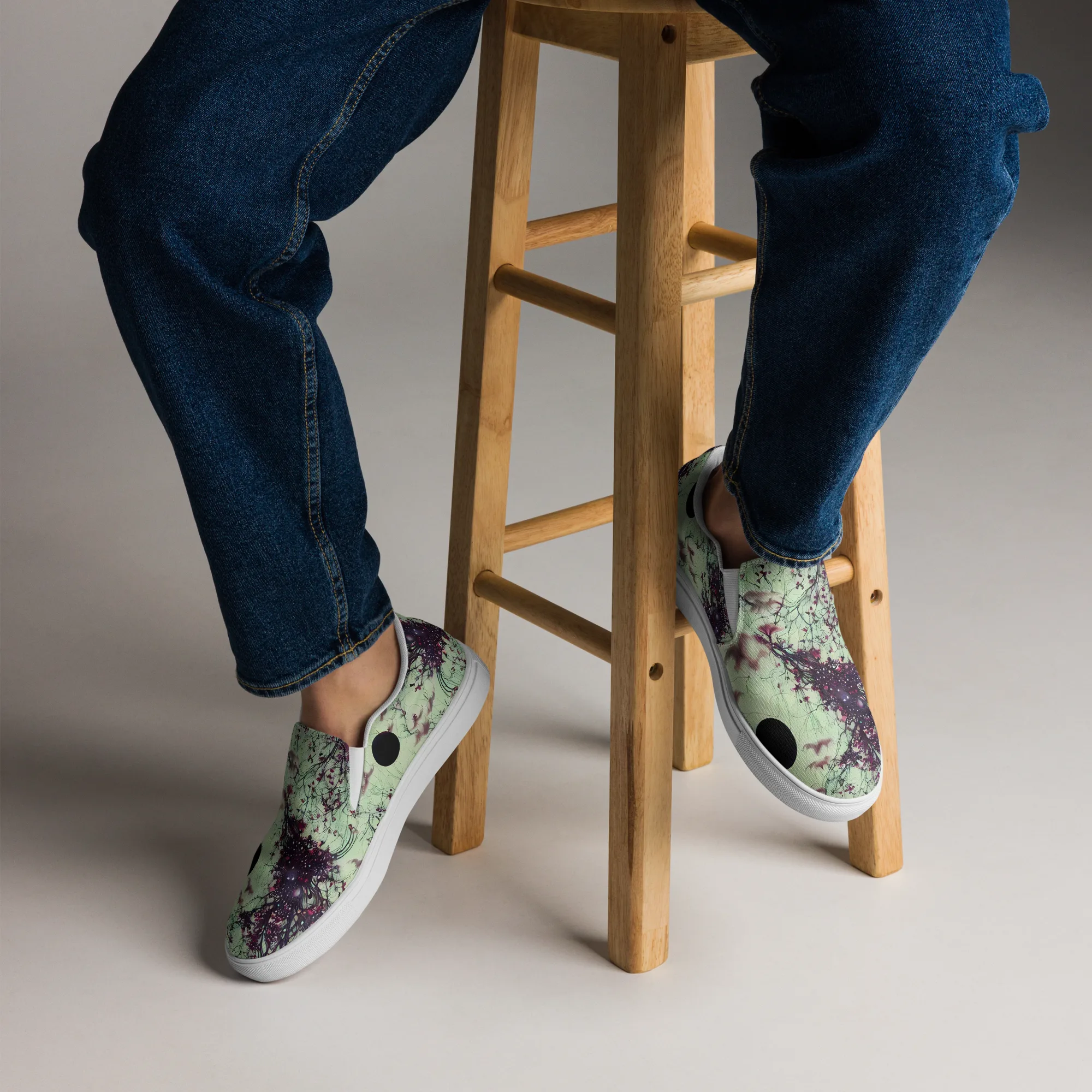 Celestial Bloom on Men's Slip-On Canvas Shoes — Front