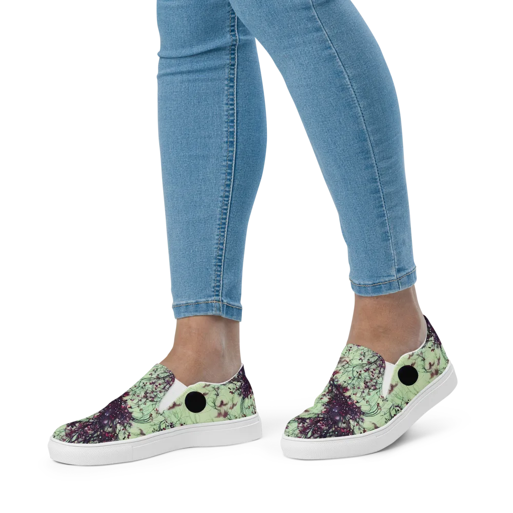 Celestial Bloom on Women's Slip-On Canvas Shoes — Front