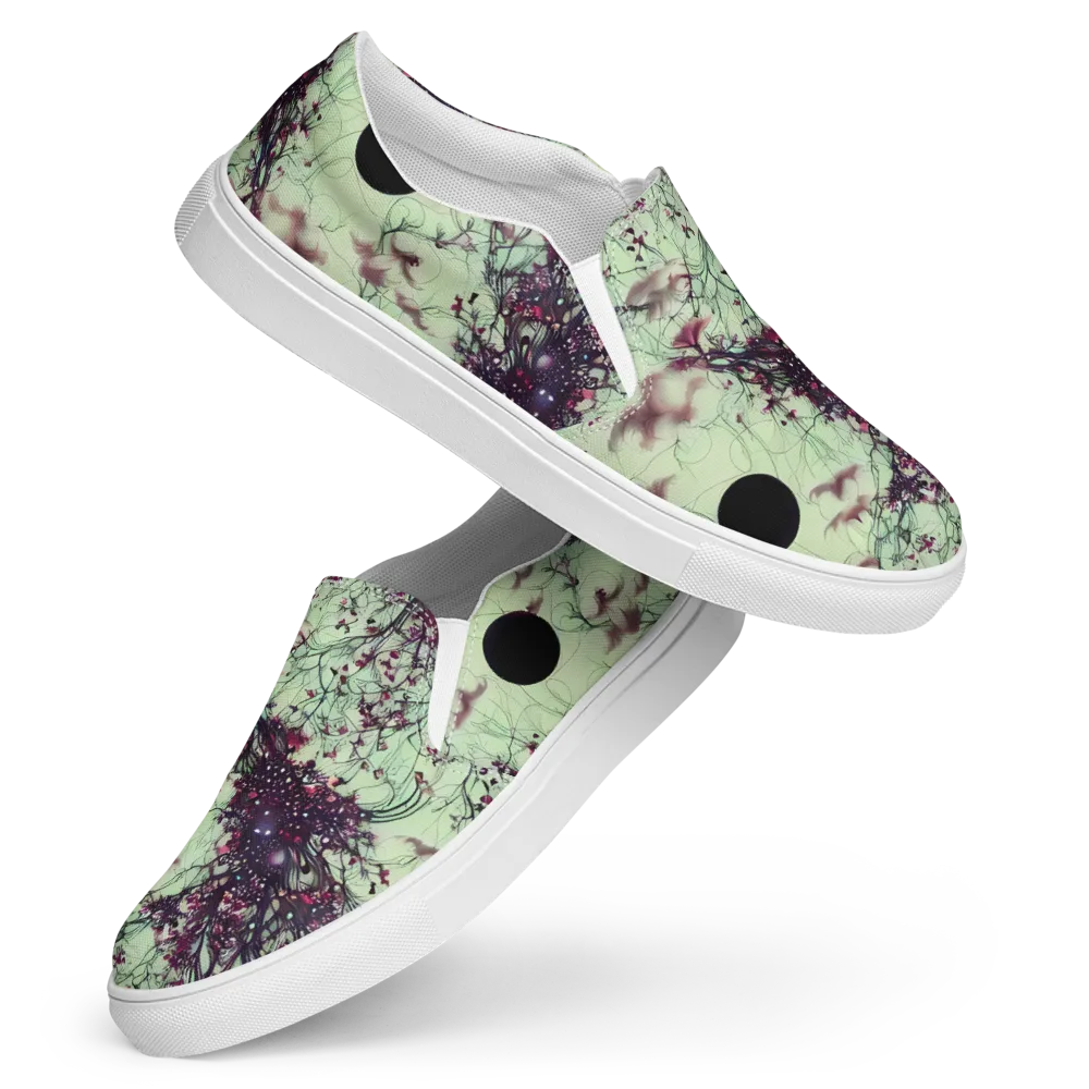 Celestial Bloom on Women's Slip-On Canvas Shoes — Front